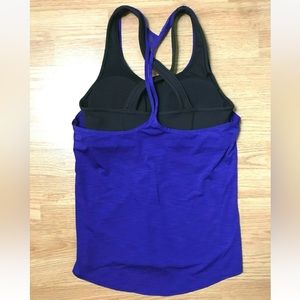 Athleta Purple Tank Top with padding pocket Sports Bra build-in bra